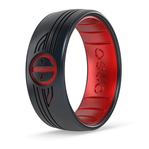 Enso Rings Marvel Silicone Ring - Marvel's Deadpool Black Pearl/Ruby - Size 12 - Picture 1 of 6